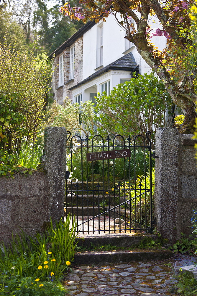 Quaint cottage called Chapel End in Helston overlooking the Helford Estuary, Cornwall, England, UK