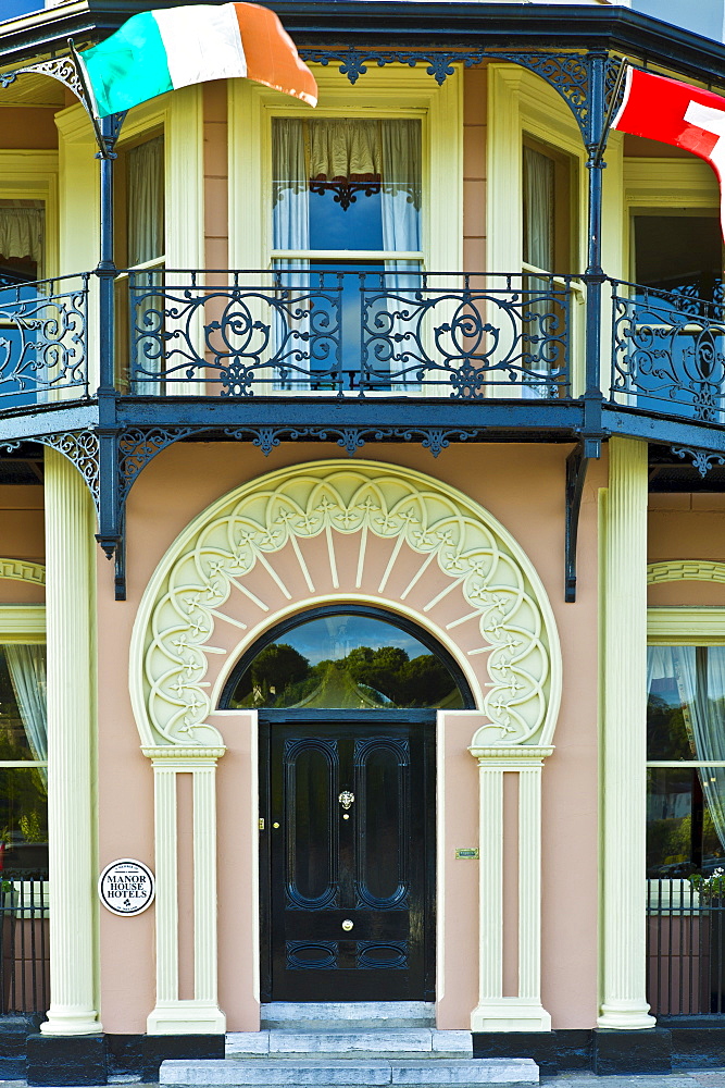 Elegant Georgian hotel front of Perryville House Hotel, Kinsale, County Cork, Ireland