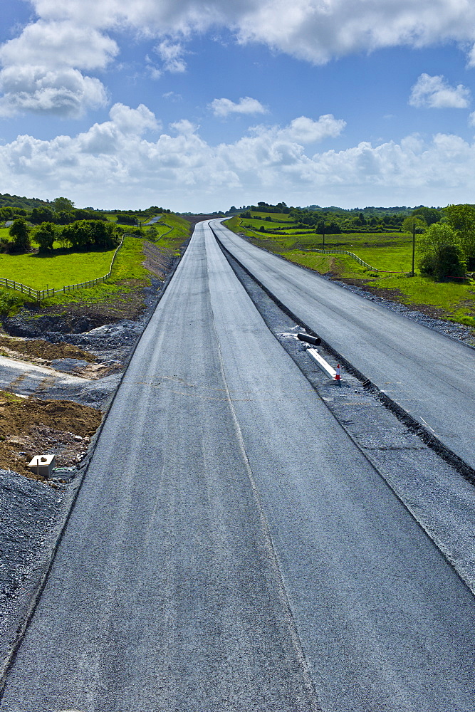 New road developed with the help of EU funds near Ennis in County Clare, West of Ireland