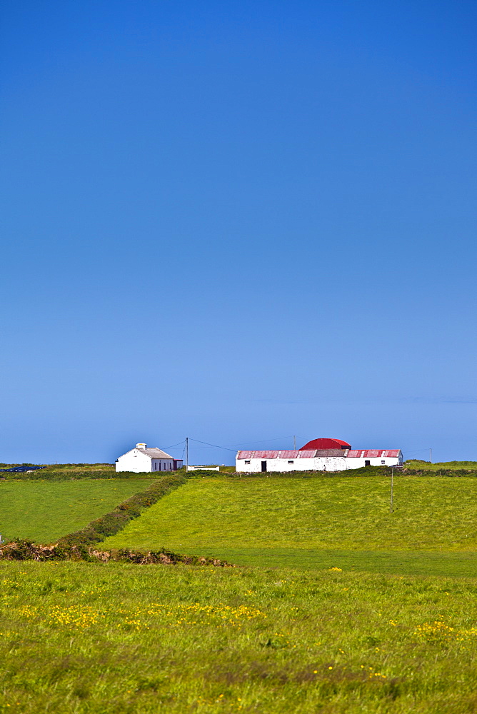 Smallholding farm with Dutch barn in Bealatha, County Clare, West of Ireland