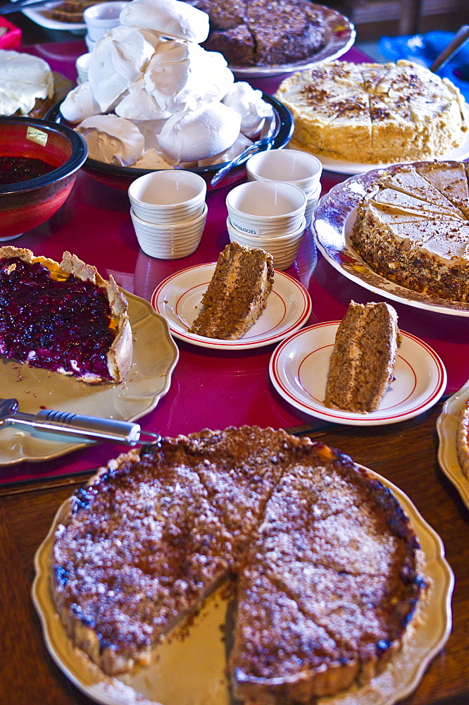 Home-baked cakes and tarts at An Fer Gorta traditional tearoom, Ballyvaughan, County Clare, West of Ireland