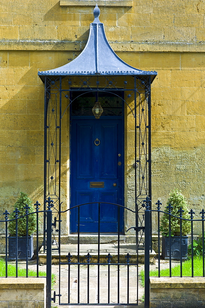 Elegant Georgian Doorway of period house in The Cotswolds at Blockley in Gloucestershire, UK