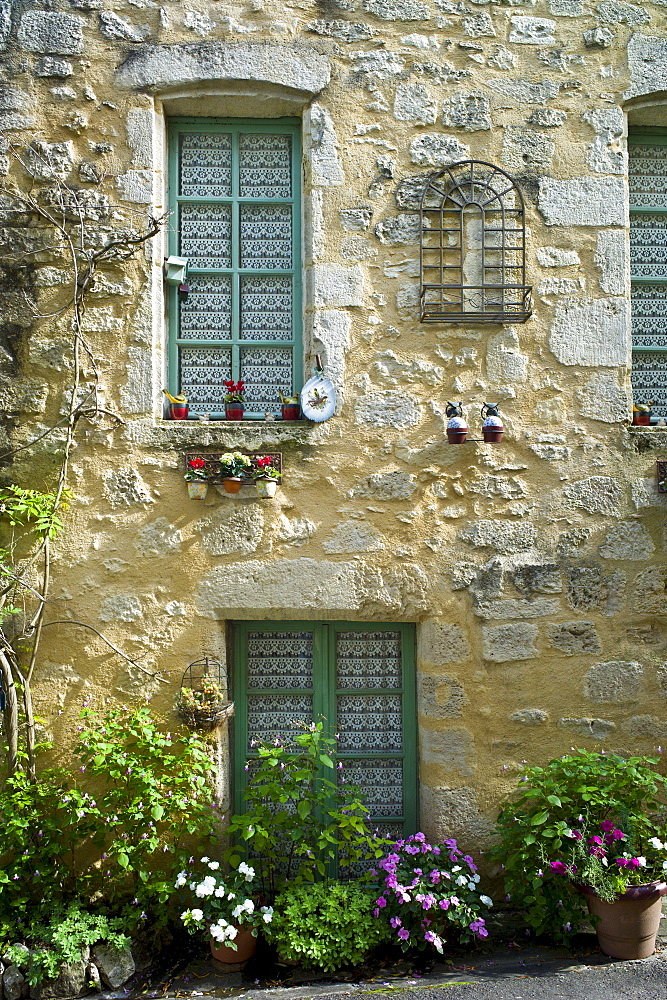 Traditional French house in quaint town of Castelmoron d'Albret in Bordeaux region, Gironde, France