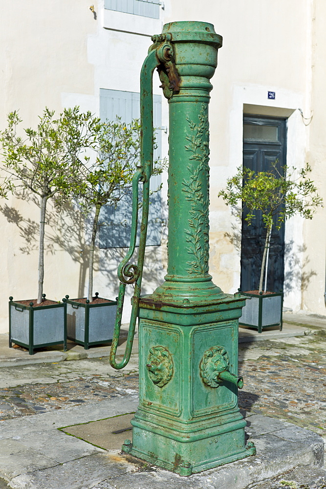 Old village water pump at St Martin de Re, Ile de Re, France