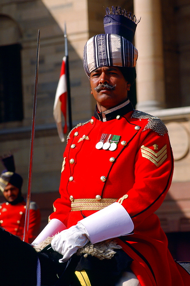 Presidential guard at Rasthraparti Bhavan, Delhi, India