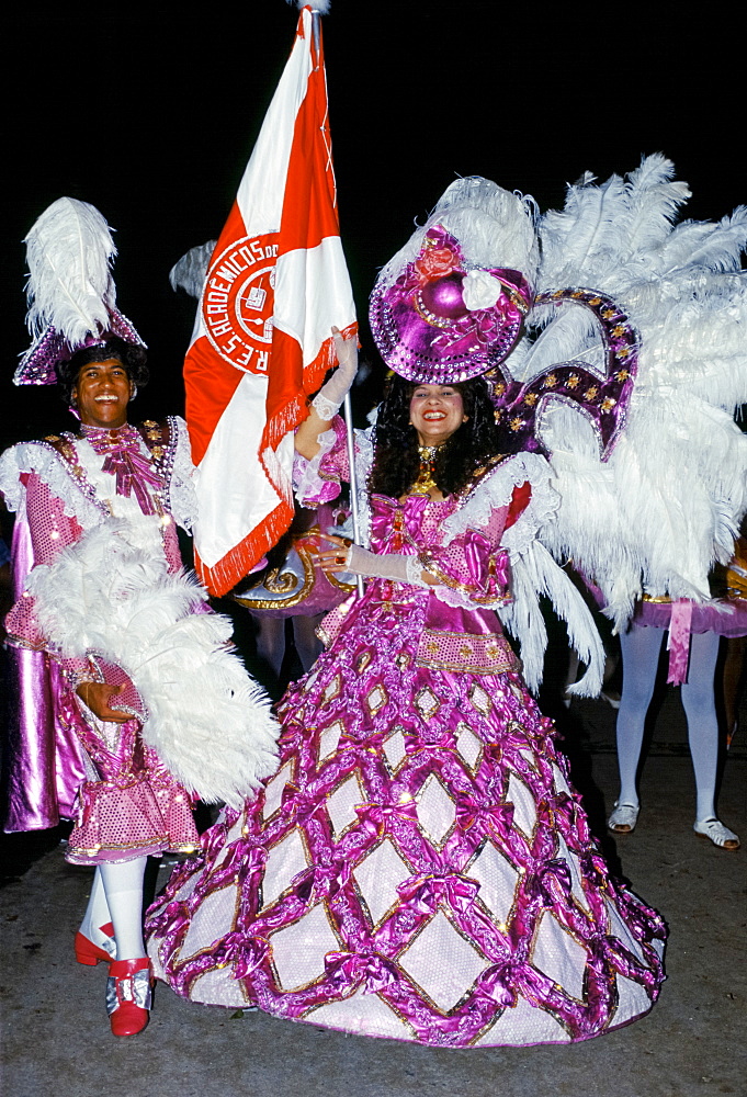 Dancers taking part in a traditional Rio Carnival in Rio de Janeiro, Brazil