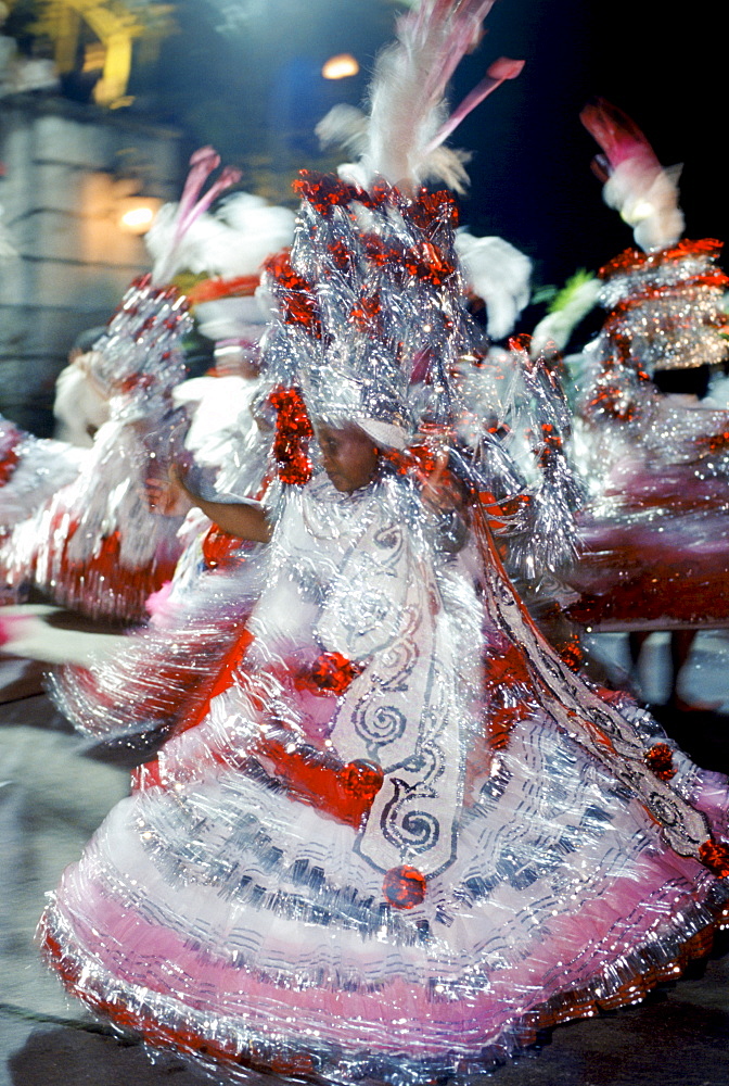 Dancer taking part in traditional Rio Carnival in Rio de Janeiro, Brazil