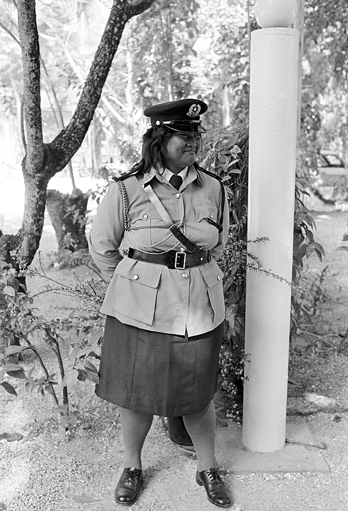 Policewoman on duty in Nauru, South Pacific