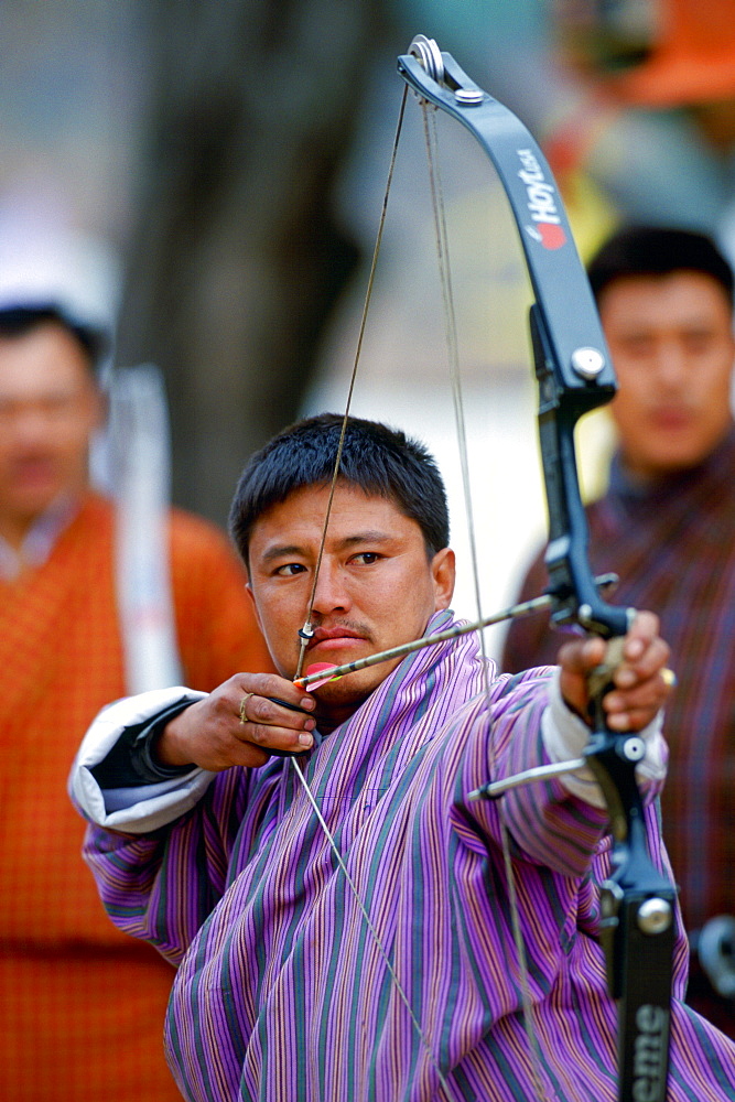 Archer at archery festival, Paro, Bhutan