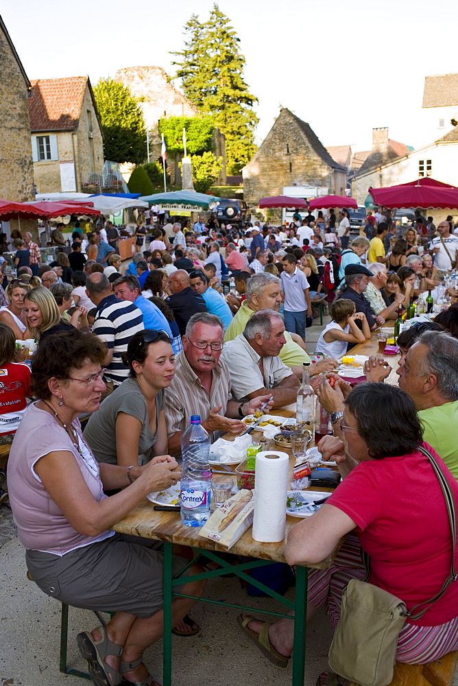 Village fete traditional festival in St Genies in the Perigord region,  France