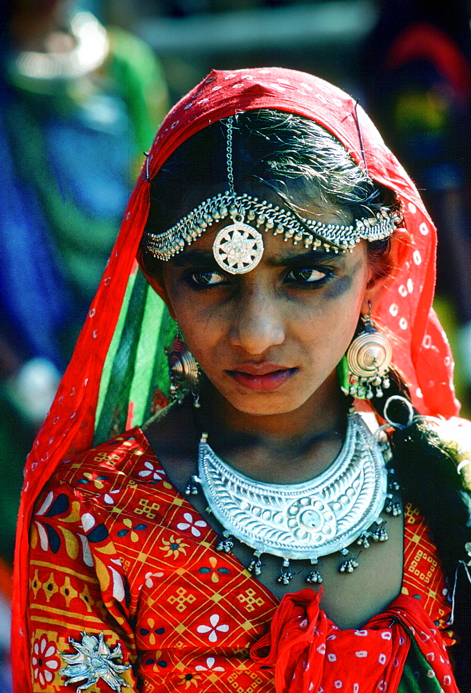 Young girl at village festival at Hagud, India