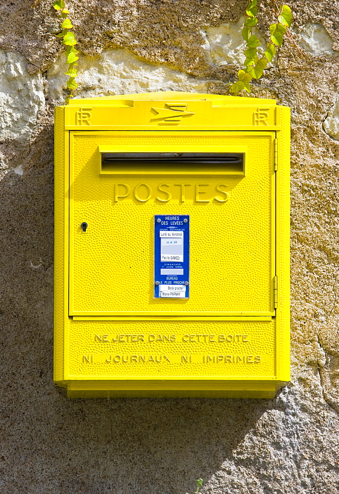 Traditional letter box at Parnay in the Loire Valley, France