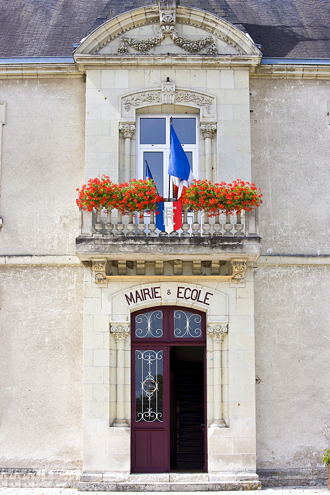 Town Hall and School Marie et Ecole at Souzay Champigny near Saumur, Loire Valley, France