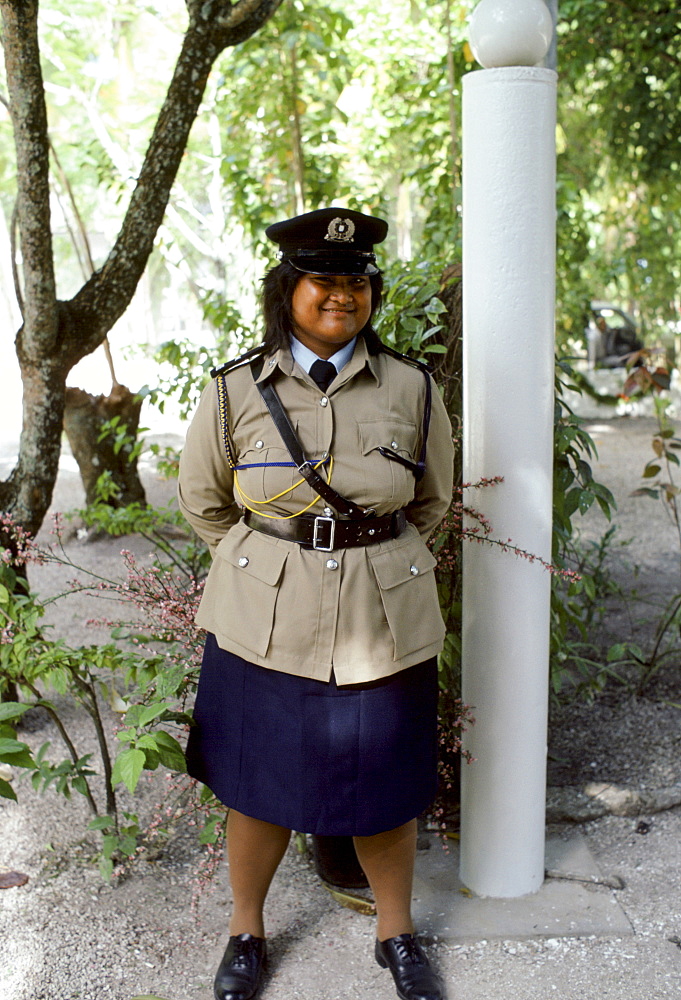 Policewoman in Nauru in the South Pacific