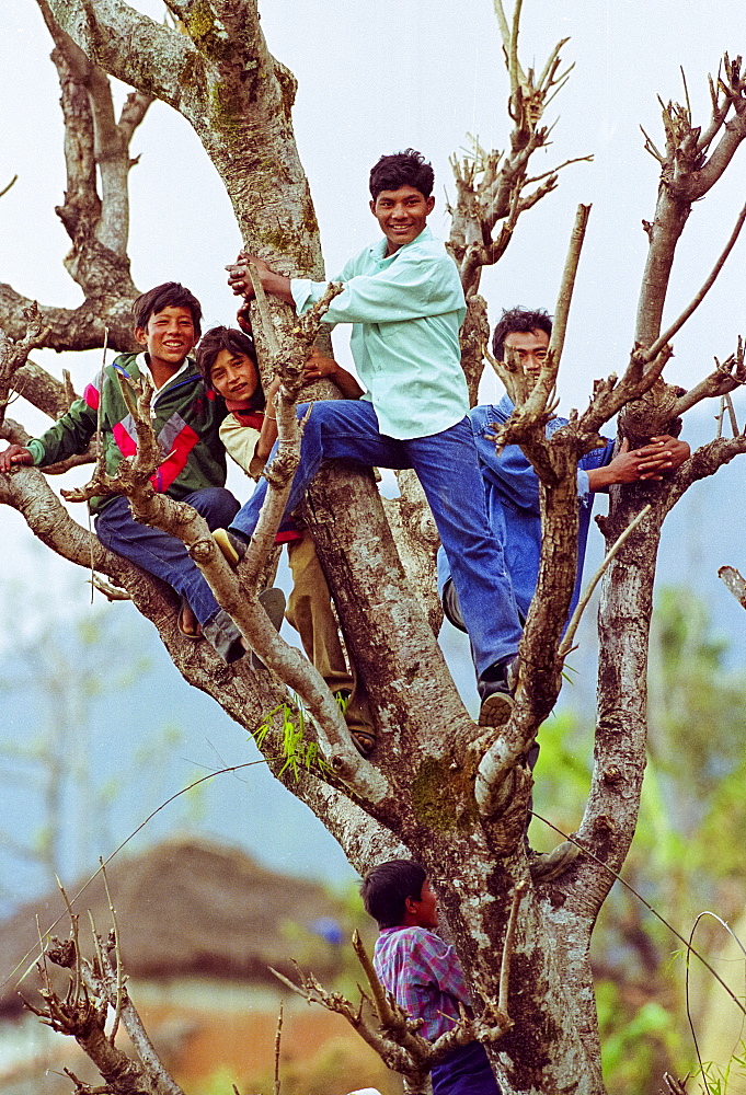 Locals gather for celebration in the foothills of the Himalayas at Pokhara in Nepal