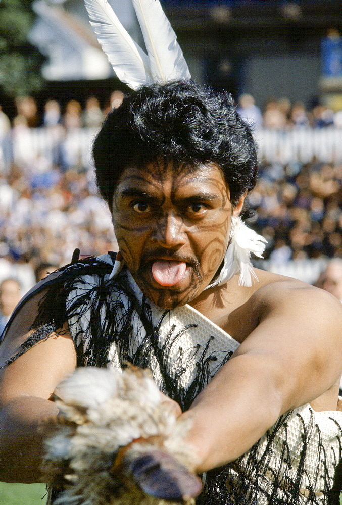 Maori warrior at a tribal gathering in New Zealand