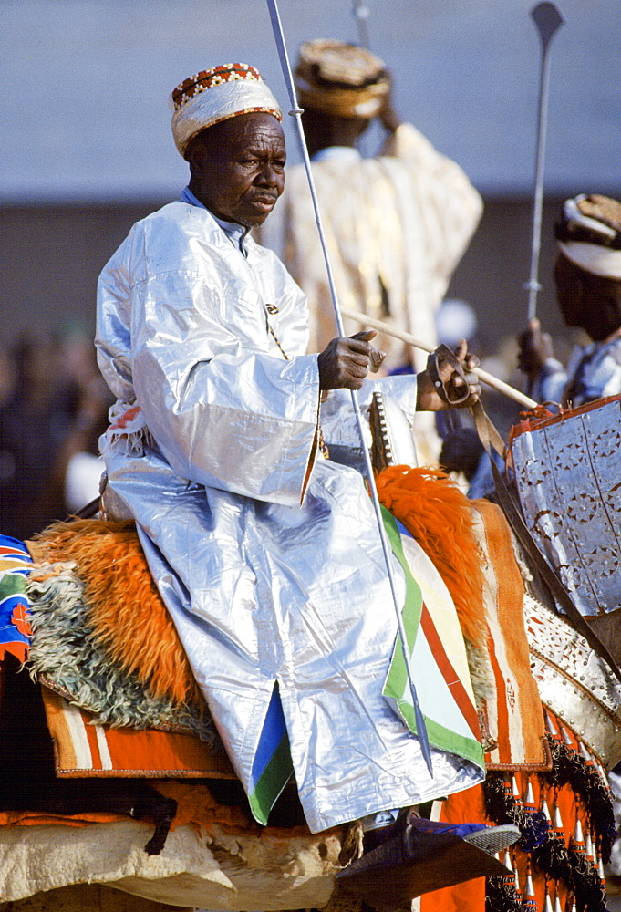 Nigerian chief at tribal gathering durbar cultural event at Maiduguri in Nigeria, West Africa