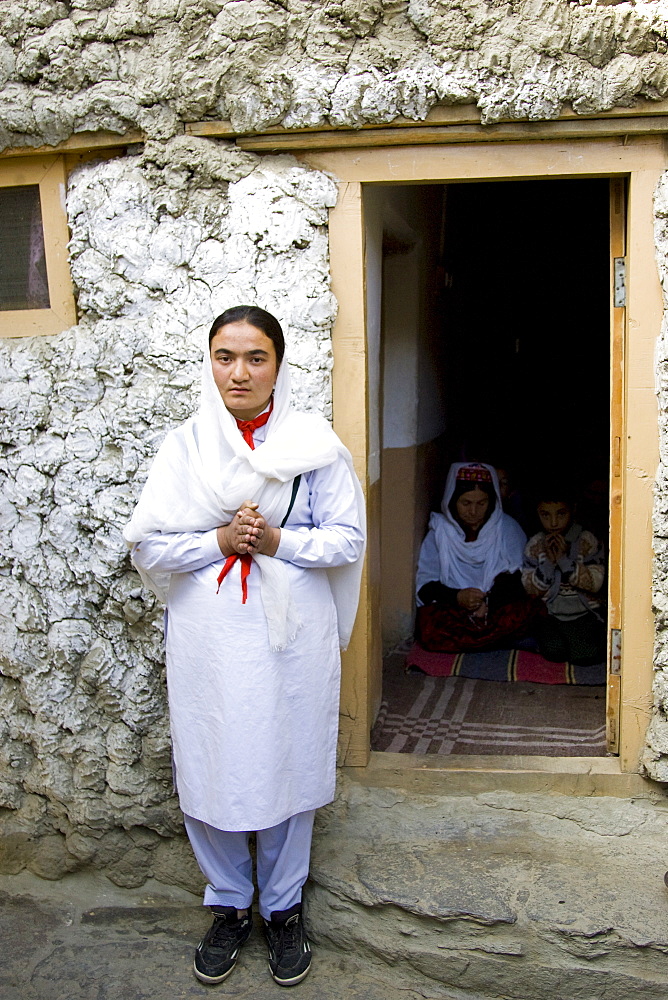 Women in her home in mountain village of Altit in Hunza region of Karokoram Mountains, Pakistan