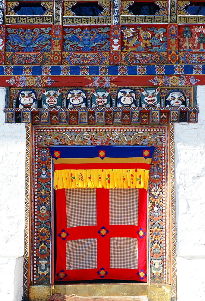 Decorated and decorative doorway, Ugyen Pelri Palace, Paro, Bhutan