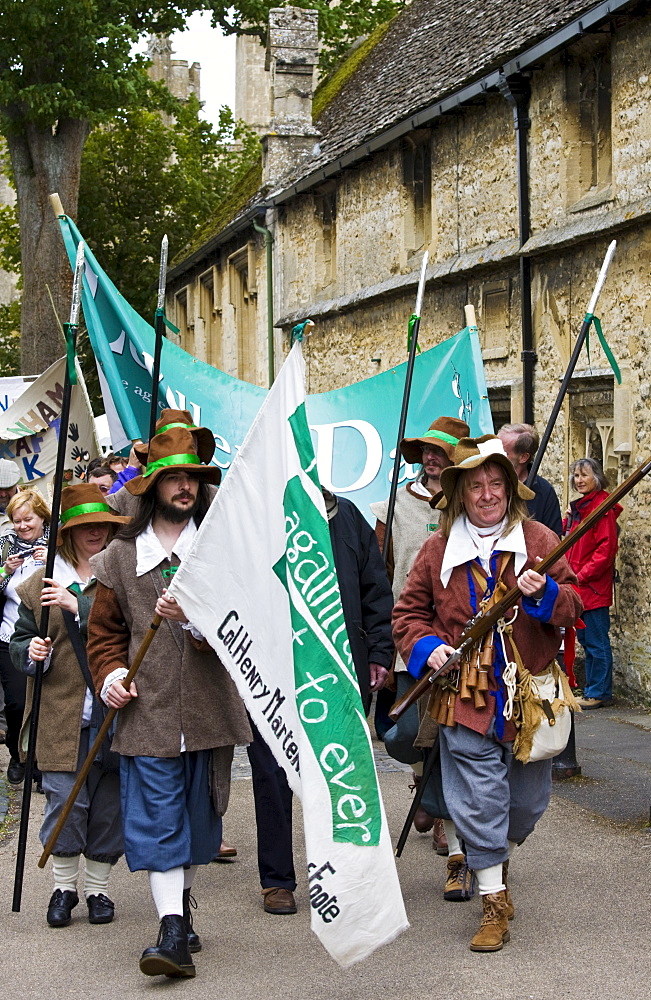 Historic re-enactment of the Levellers, of the New Model Army in Oliver Cromwell era, Burford, The Cotswolds