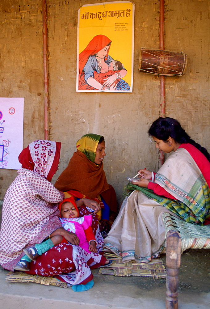 Women at Family Planning birth control clinic in Agra, India