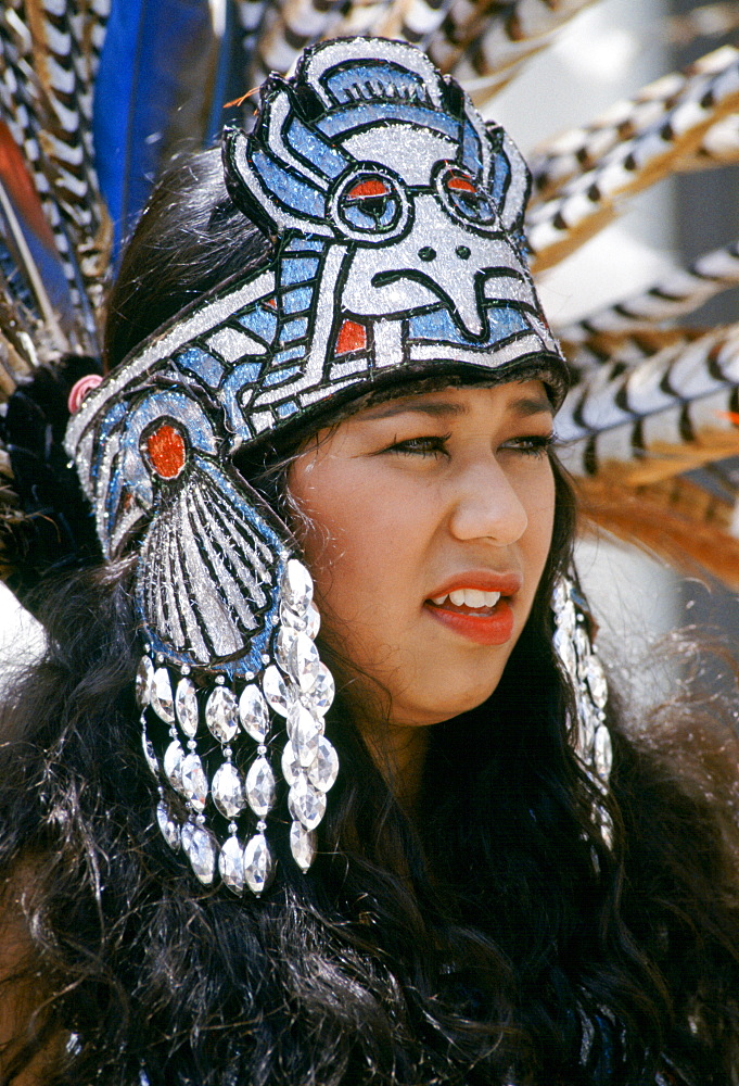 Mexican Aztec Indian in traditional costume, USA