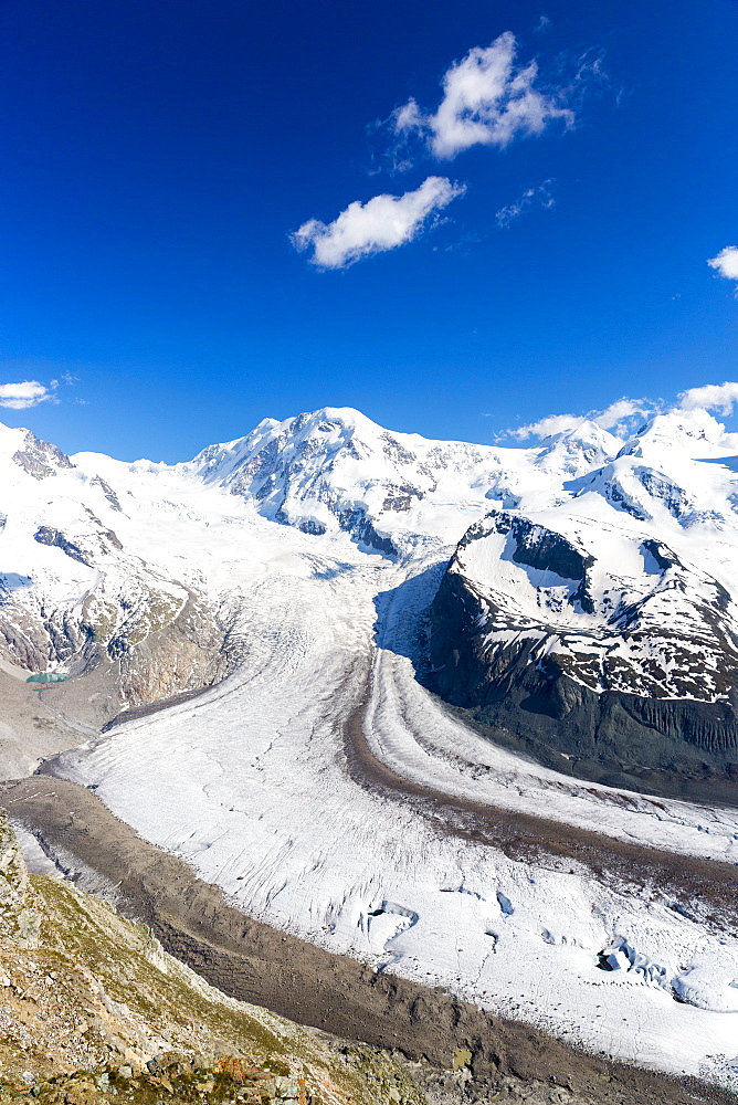 Gornergrat mountain range and Gorner glacier (Gornergletscher), above Zermatt in the Swiss Alps, Valais, Switzerland, Europe