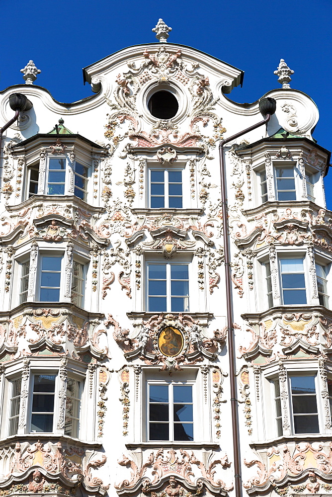 Rococo Baroque style Tyrolean architecture of Holblinghaus in Herzog Friedrich Strasse in Innsbruck, the Tyrol, Austria, Europe