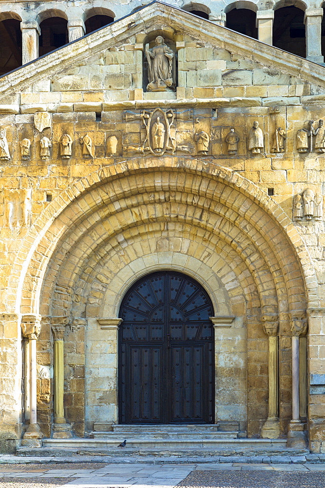 Doorway of Colegiata Santillana (St. Juliana's Collegiate Church) in Santillana del Mar, Cantabria, Northern Spain, Europe