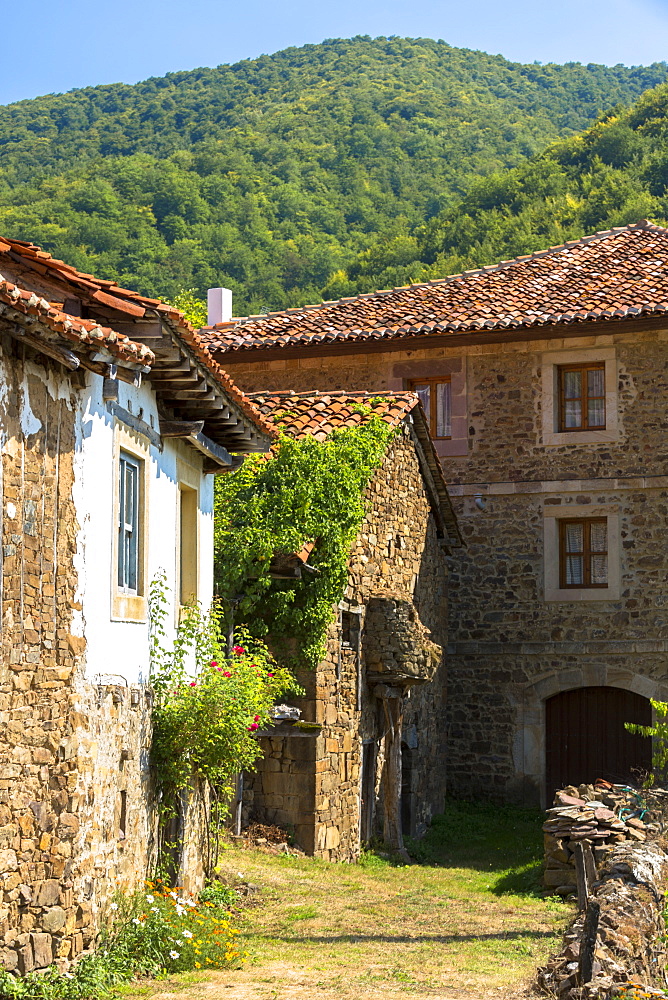 Mountain village of Somaniezo in Picos de Europa in Cantabria, Northern Spain, Europe