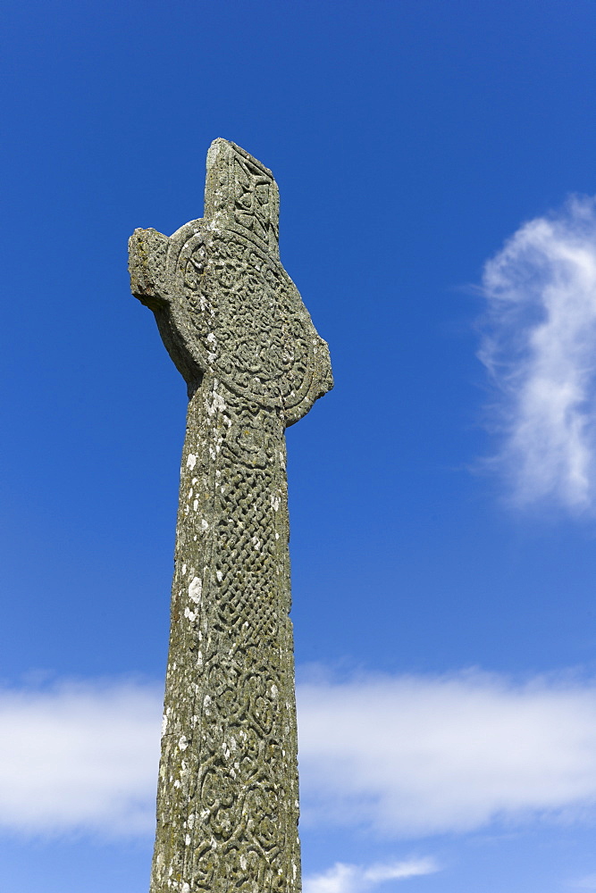 Maclean's medieval Celtic pilgrim cross, a 16th century monument on the Isle of Iona, Inner Hebrides and Western Isles, Scotland, United Kingdom, Europe