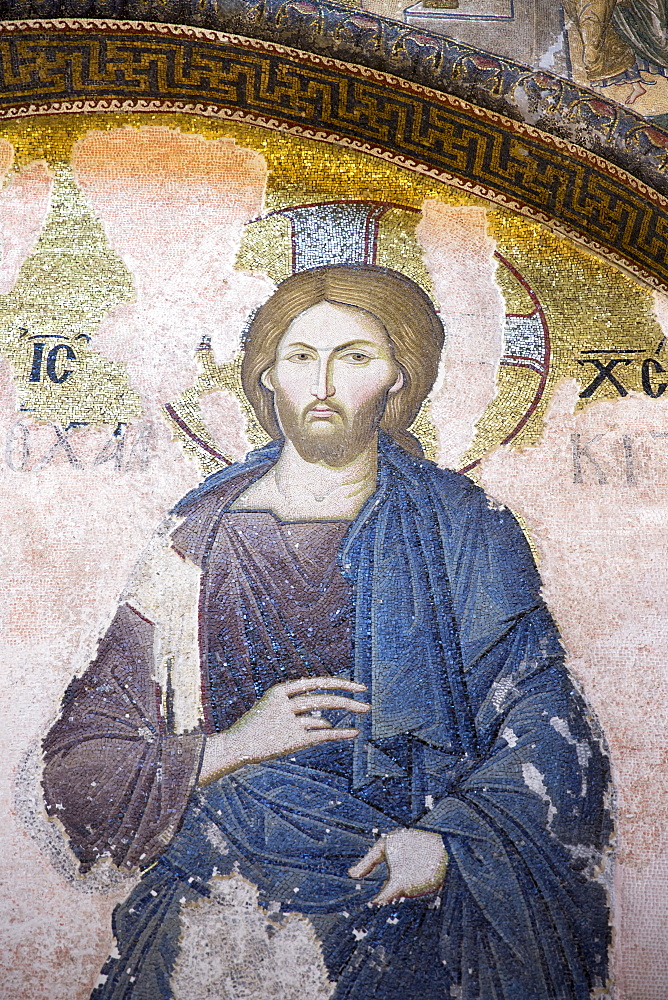 St. Savior Deesis mosaic of Jesus Christ, The Chalkite Christ, Church of St. Saviour in Chora, Kariye Museum, Istanbul, Turkey, Europe