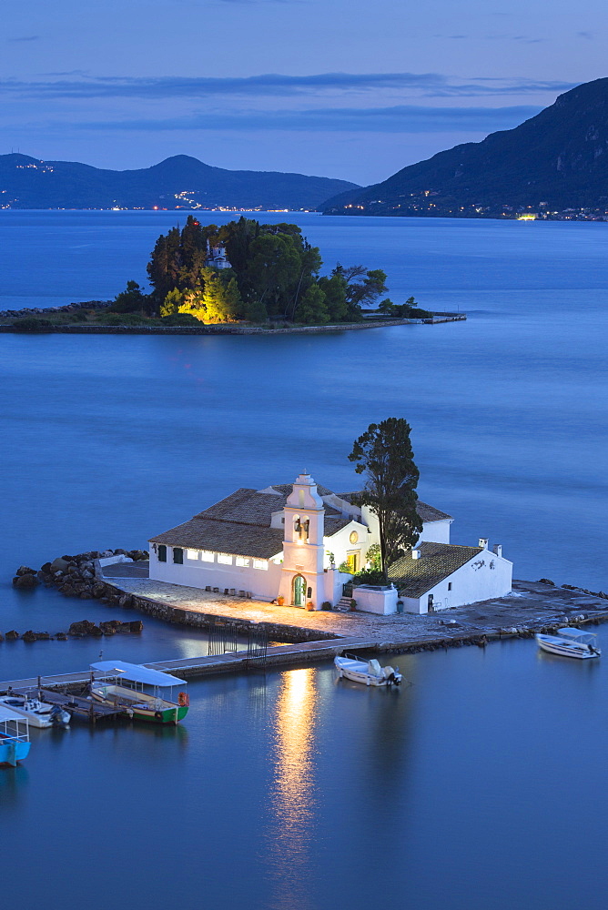 Famous monastery convent of Panagia Vlahernon off Kanoni Peninsula in Kerkyra, Corfu, Ionian Islands, Greek Islands, Greece, Europe