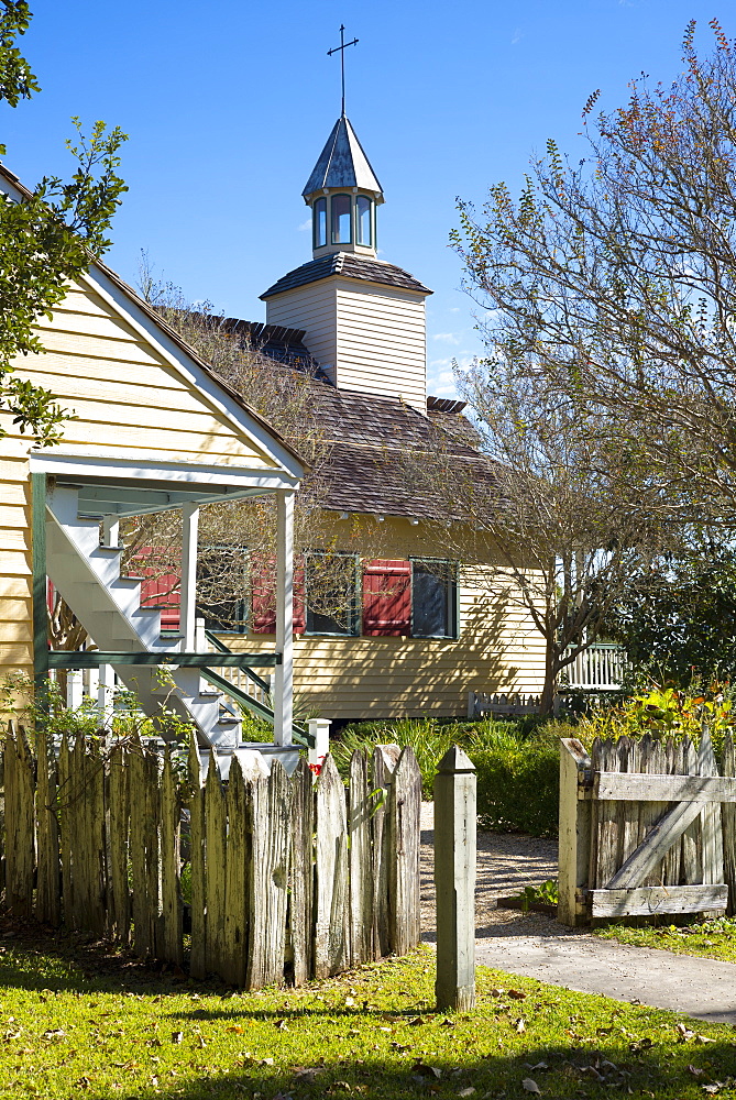 Church at Vermilionville living history museum of Acadian (Cajun), Creole and Native American culture, Lafayette, Louisiana, USA