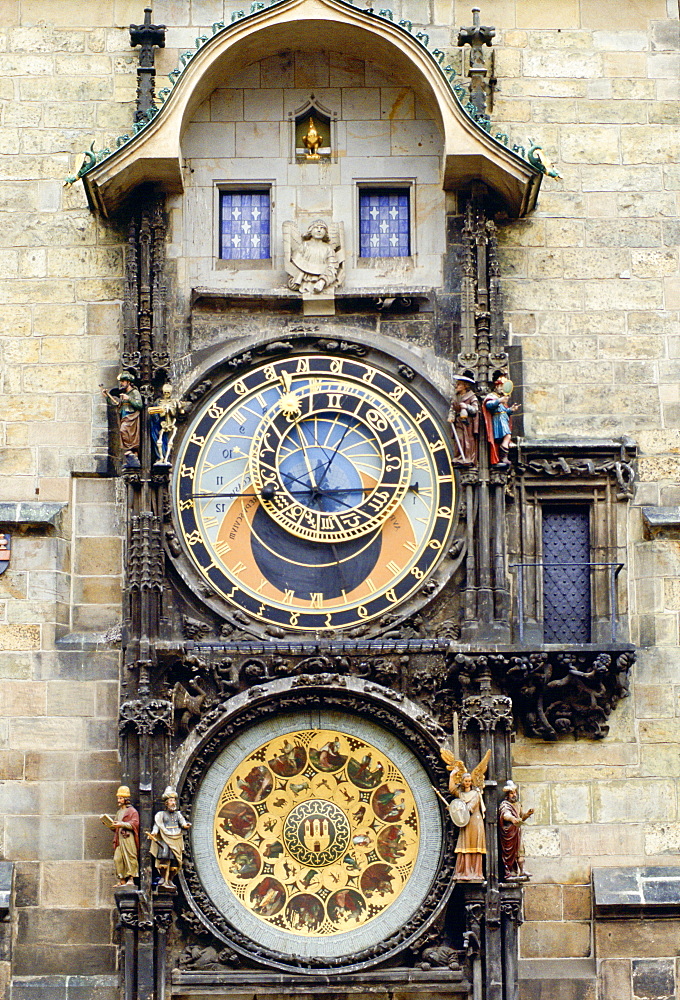 The astronomical clock on the Old Town Hall in Prague, Czech Republic