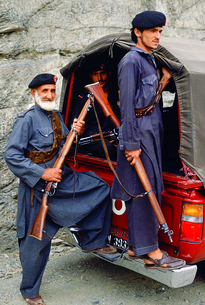 Khyber Rifles security force in the Khyber Pass in Pakistan