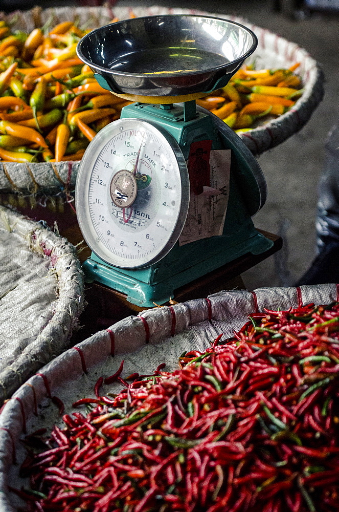 Chillies, Pak Khlong Market, Bangkok, Thailand, Southeast Asia, Asia 