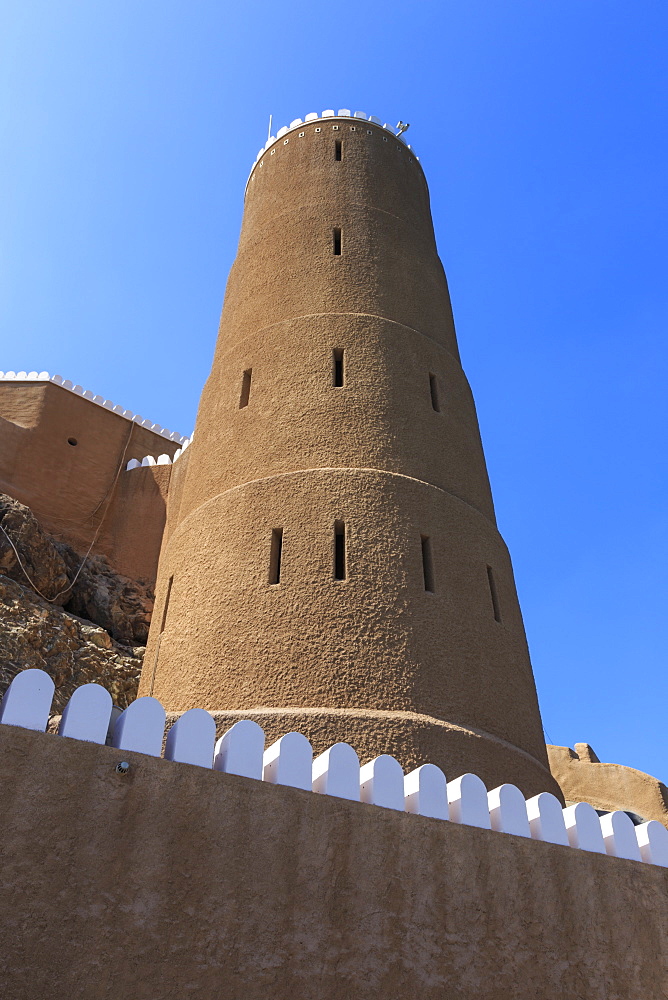 Tower of Al-Mirani Fort, Old Muscat, Oman, Middle East