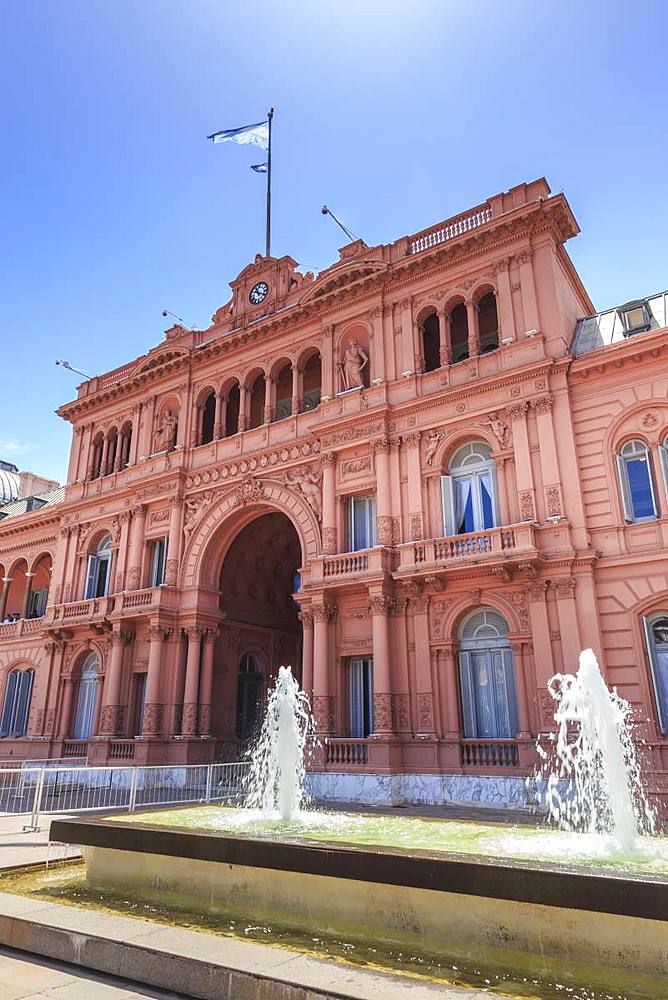 Casa Rosada (Pink House), Presidential Palace, iconic monument with Eva Peron connections, Plaza de Mayo, Buenos Aires, Argentina, South America