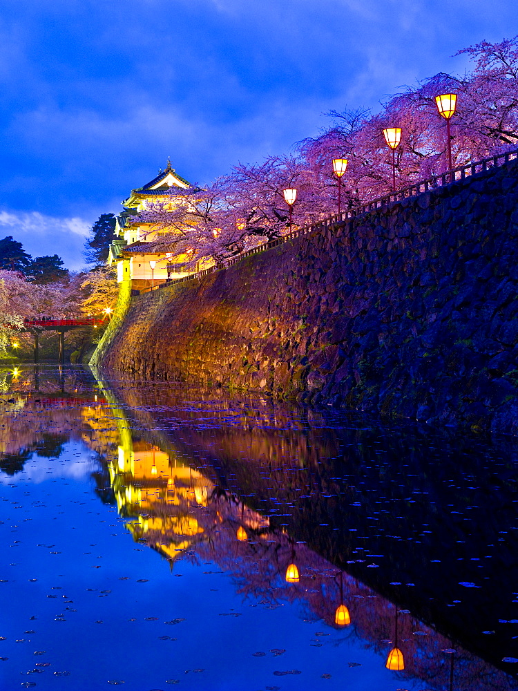 Castle And Cherry Blossoms, Hirosaki, Aomori Prefecture