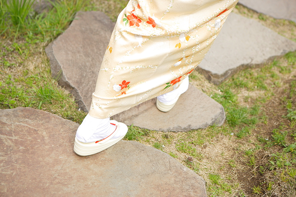 Woman Wearing Geta And Tabi