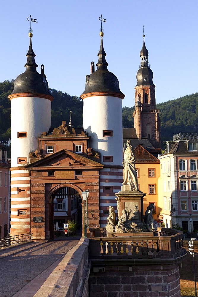 View of Karl-Theodor Bridge Gate at Heidelberg, Germany