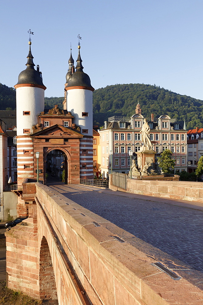 View of Karl-Theodor Bridge Gate at Heidelberg, Germany