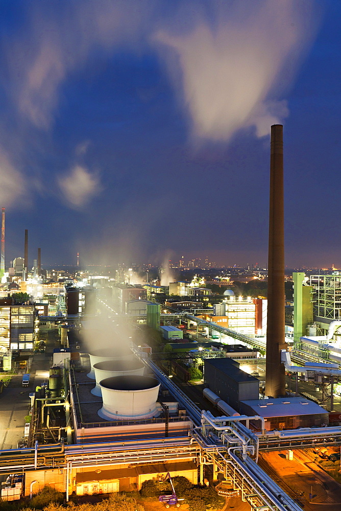 View of industrial park in Frankfurt, Hesse, Germany