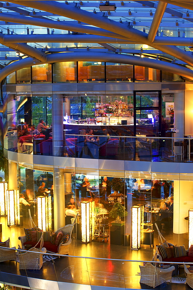 People dinning at Ikarus Restaurant in Hangar-7, Salzburg, Austria