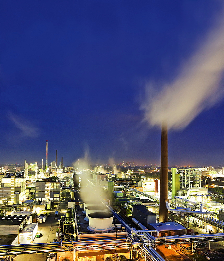 View of industrial park in Frankfurt, Hesse, Germany