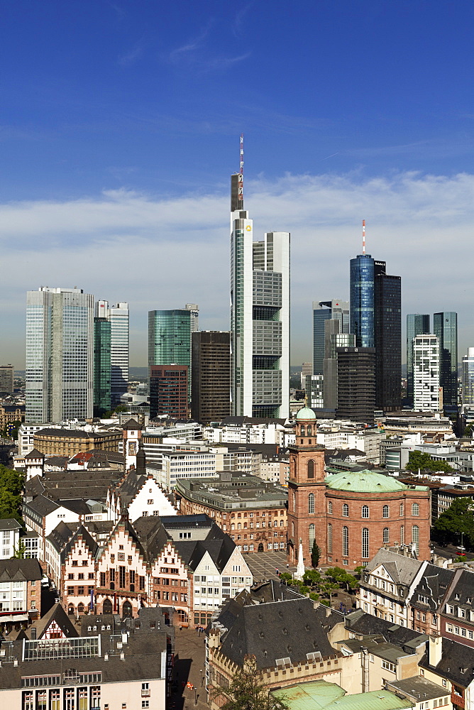 View of skyline of Frankfurt, Hesse, Germany