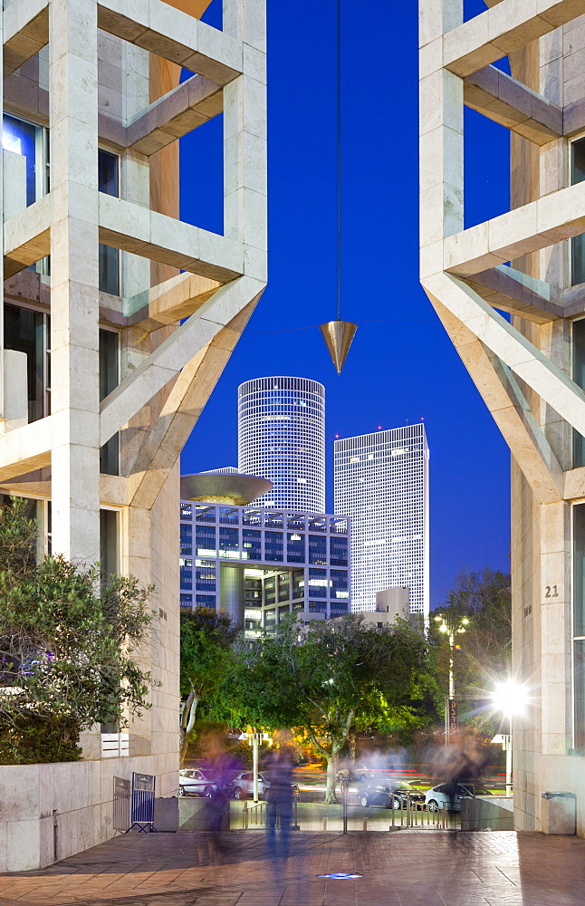 View of Golda Meir Cultural Centre at night, Tel Aviv, Israel