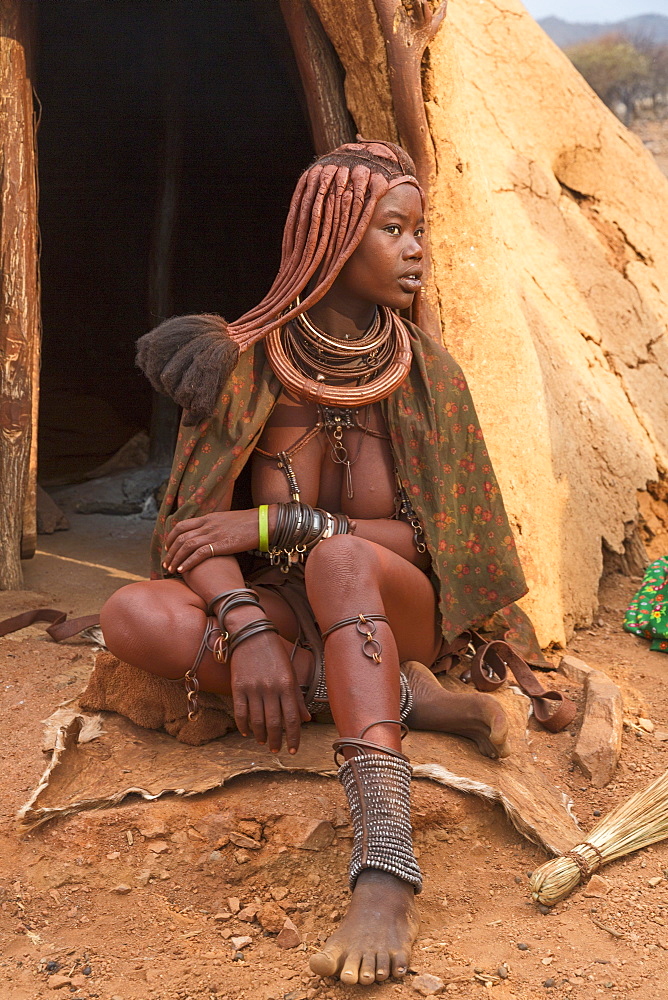 A woman in a Himba village â€“ a traditionally living tribe in Kunene, Namibia