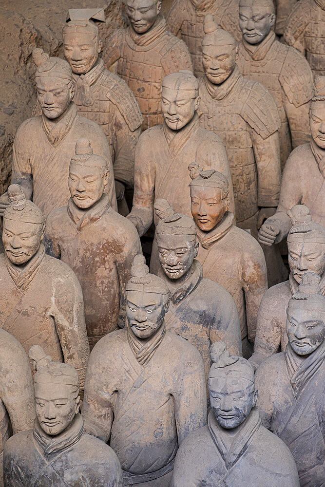 The Terracotta Warriors (Terracotta Army), the funerary army of Emperor Qin Shi Huang in Xian Museum, UNESCO World Heritage Site, Xian, Shaanxi, China, Asia